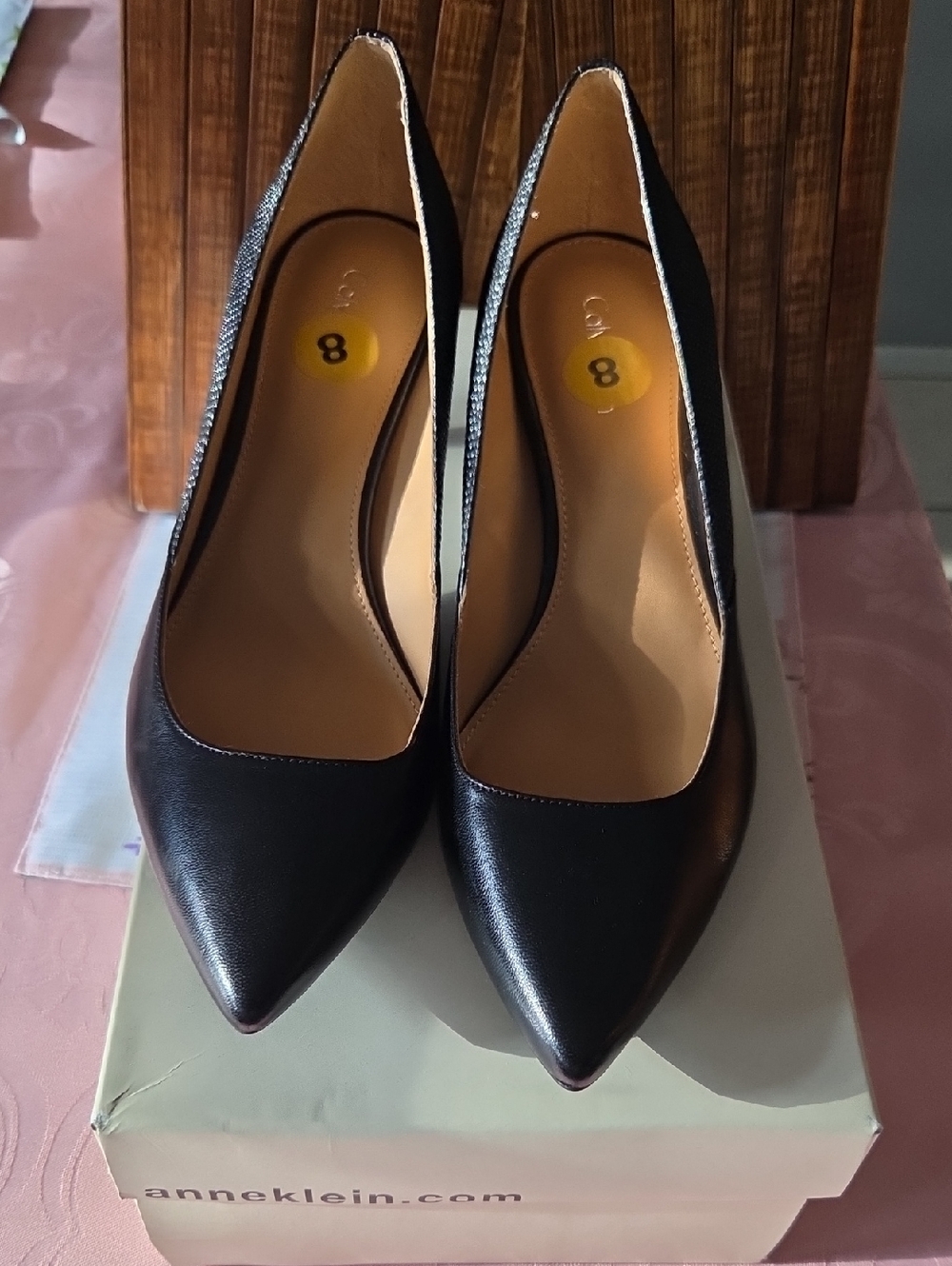 Calvin Klein Black Pointed Toe Leather Pumps